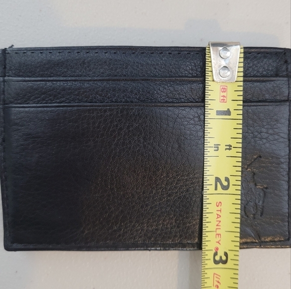 Polo Ralph Lauren Black Pebbled Leather Card Case w/ Money Clip - Picture 7 of 9
